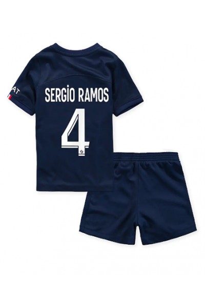 Fotbalové Dres Paris Saint-Germain Sergio Ramos #4 Dětské Domácí Oblečení 2022-23 Krátký Rukáv (+ trenýrky)